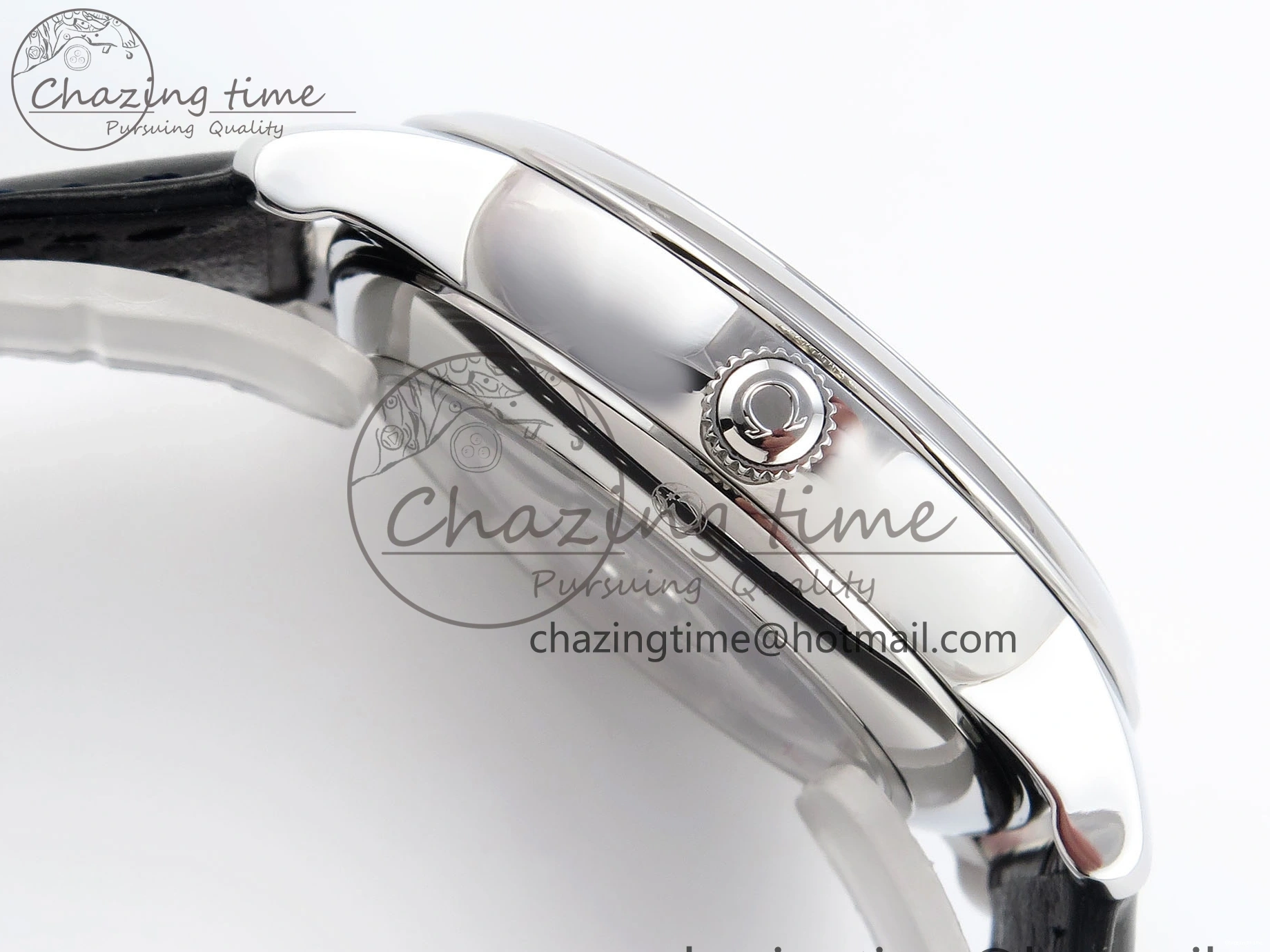 0421 AllSeason De Ville Power Reserve SS MKF 1:1 Best Edition Pink Dial on Black Leather Strap 7738